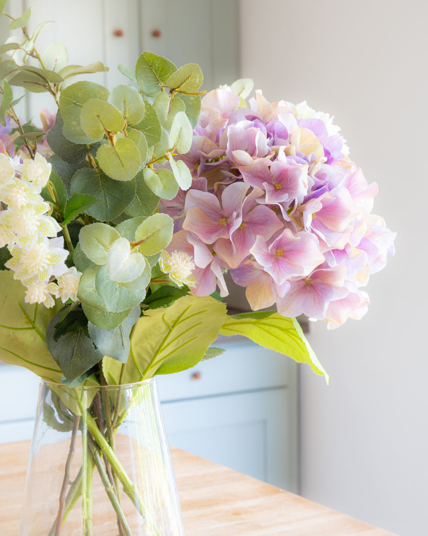 Lilac Hydrangea & Meadow Flowers in Vase