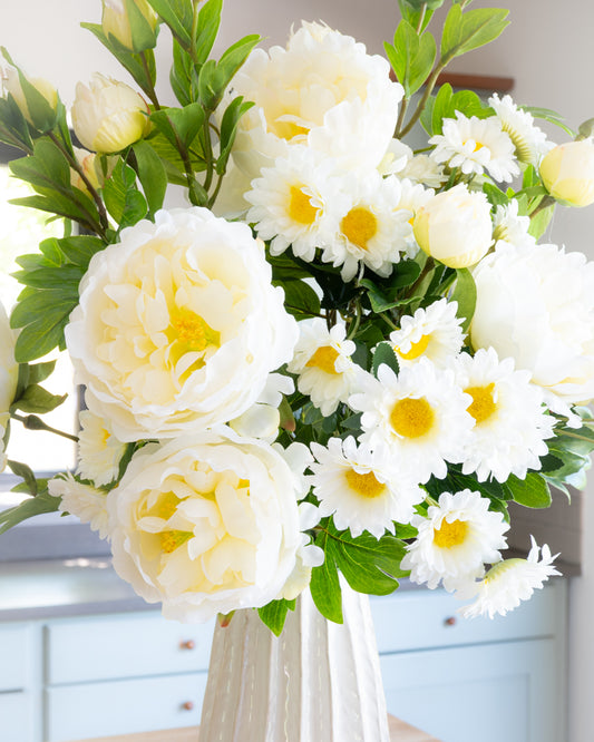 White Peony & Daisy Bouquet