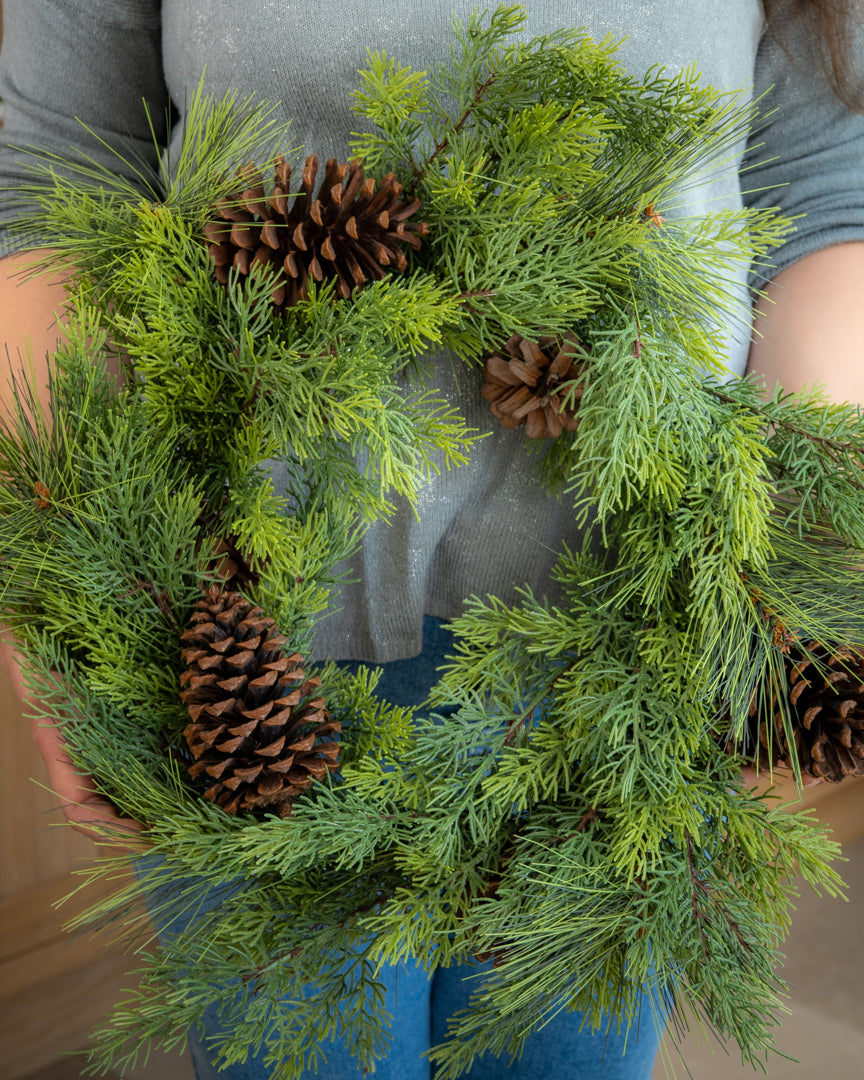 Realistic Pine & Cedar Wreath