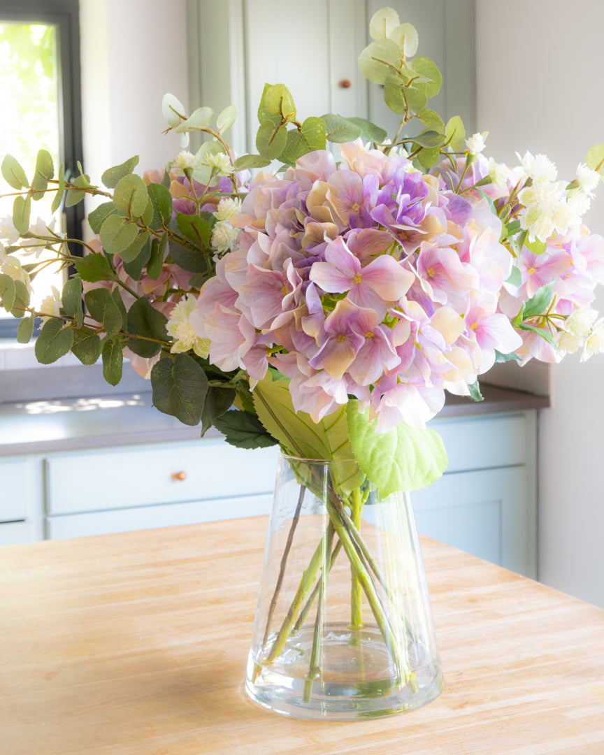 Lilac Hydrangea & Meadow Flowers in Vase