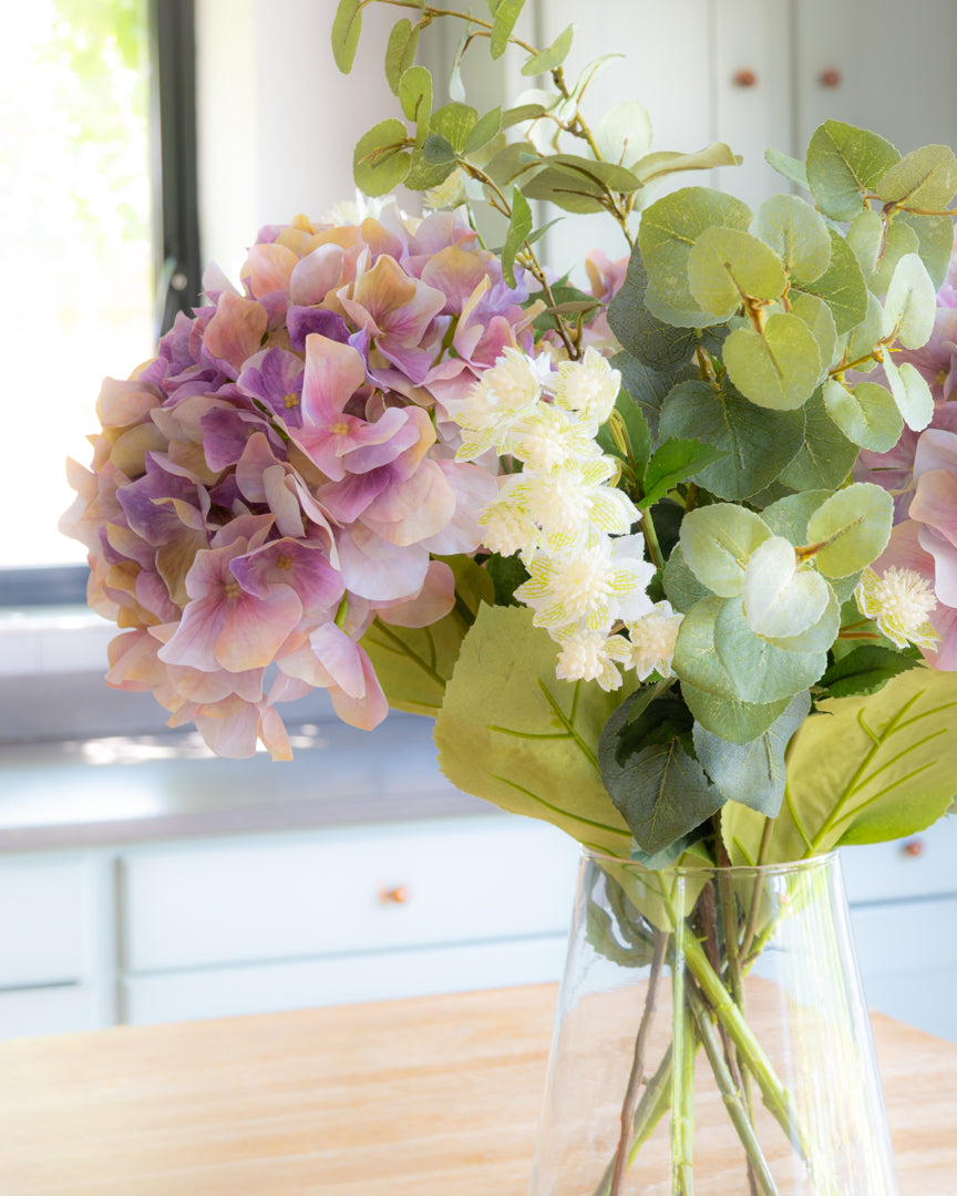 Lilac Hydrangea & Meadow Flowers in Vase