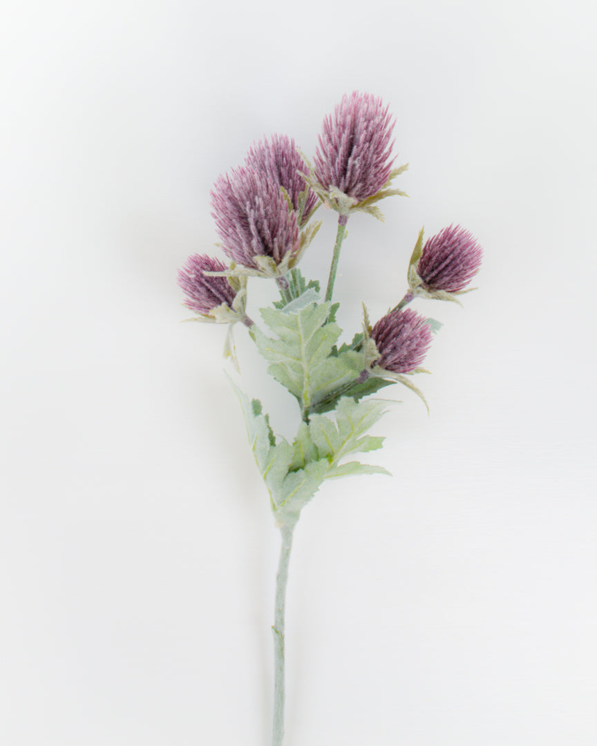 Purple Flocked Thistle Spray