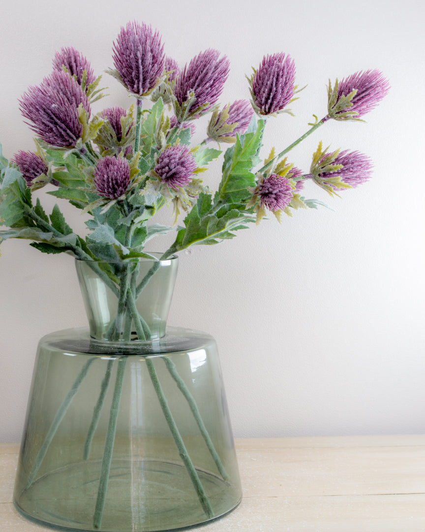 Purple Flocked Thistle Spray