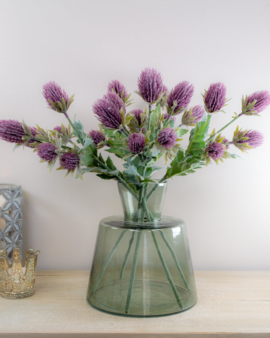 Purple Flocked Thistle Spray