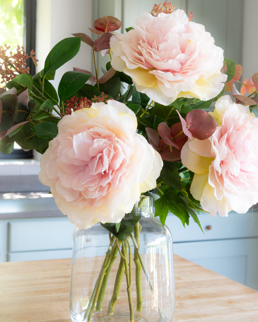 Peonies & Eucalyptus in Vase