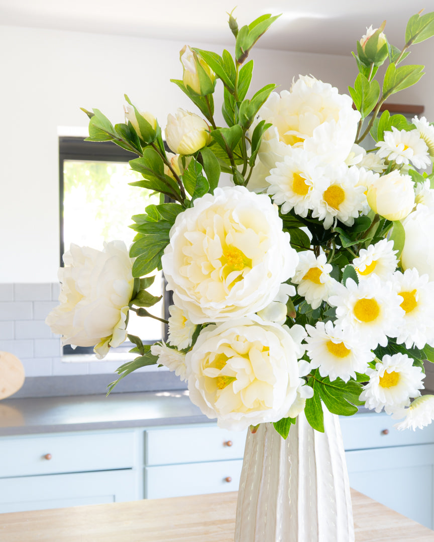 White Peony & Daisy Bouquet
