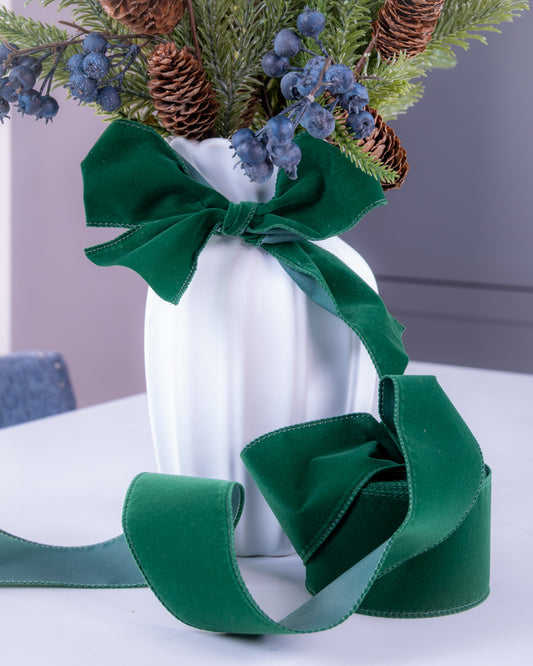 Extra Long Velvet Ribbon - Emerald Green