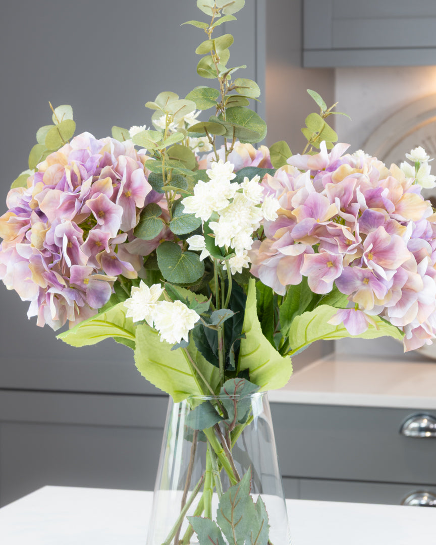 Lilac Hydrangea & Meadow Flowers in Vase