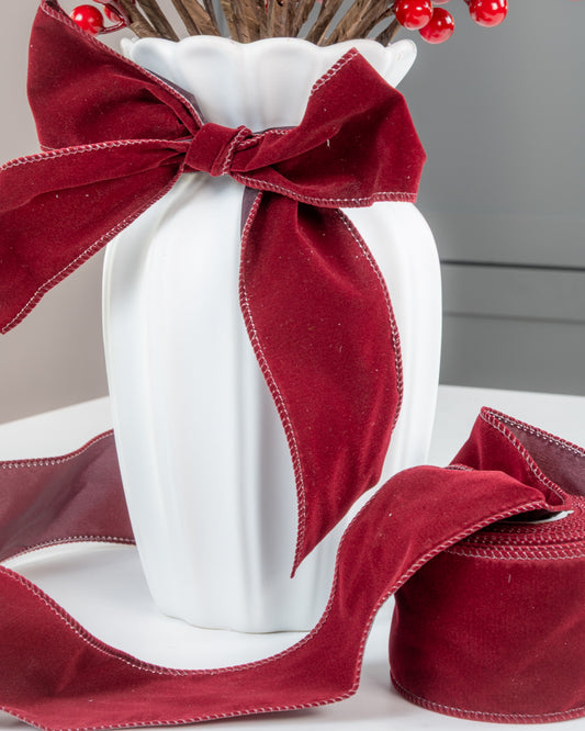 Extra Long Velvet Ribbon - Deep Red