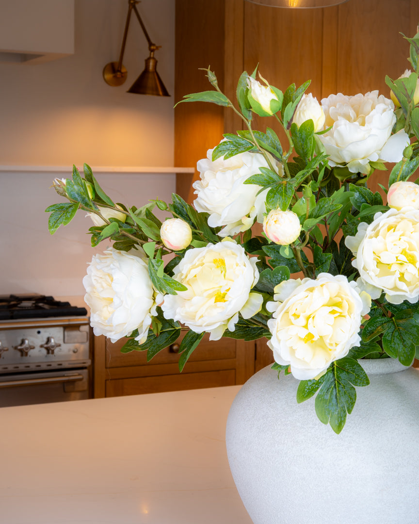 Large Peony Spray - Cream