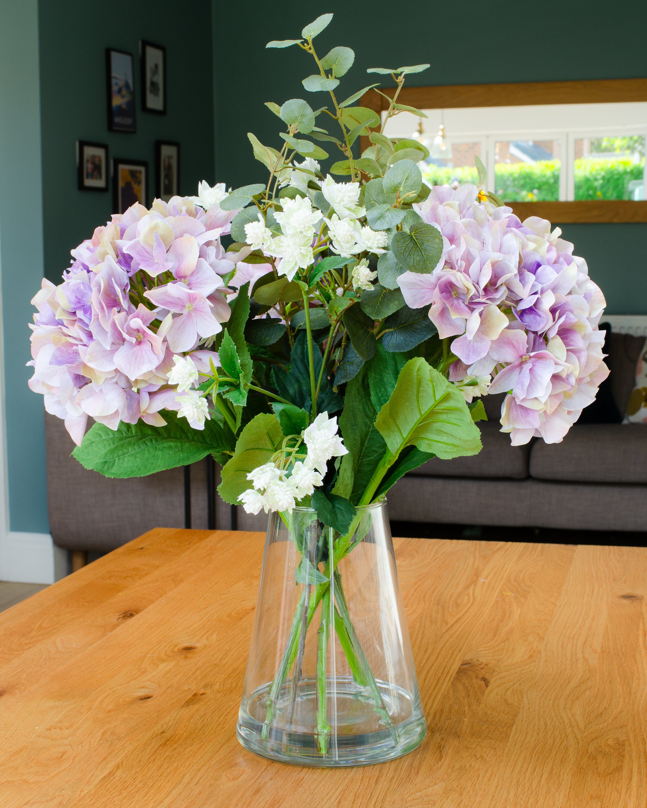 Lilac Hydrangea & Meadow Flowers in Vase