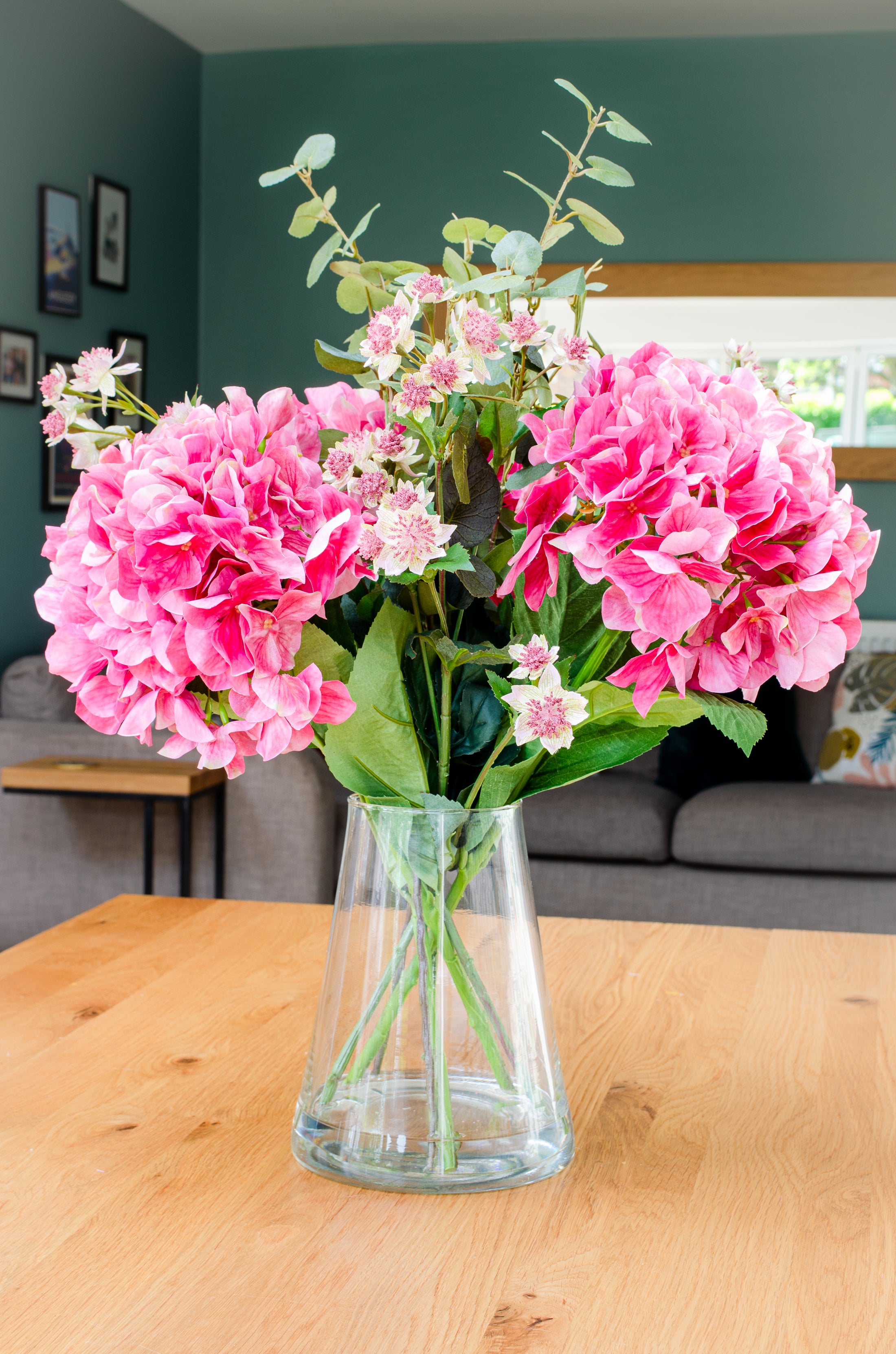 Pink Hydrangea & Meadow Flowers in Vase