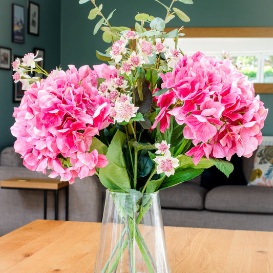 Pink Hydrangea & Meadow Flowers in Vase