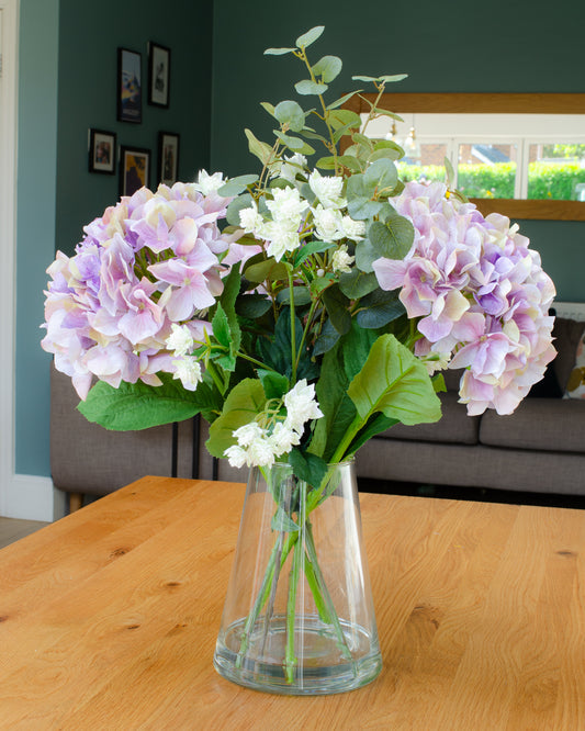 Lilac Hydrangea & Meadow Flowers in Vase