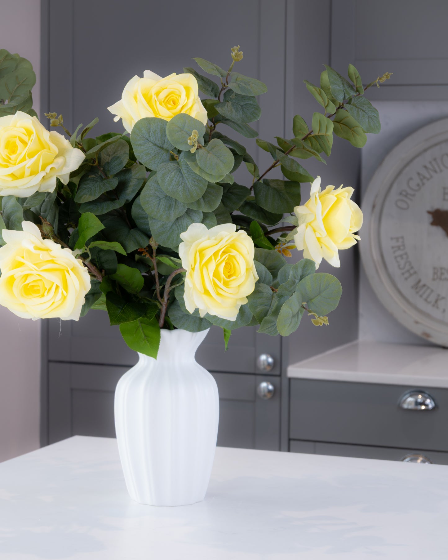 Real-Touch Garden Rose Stem - Lemon