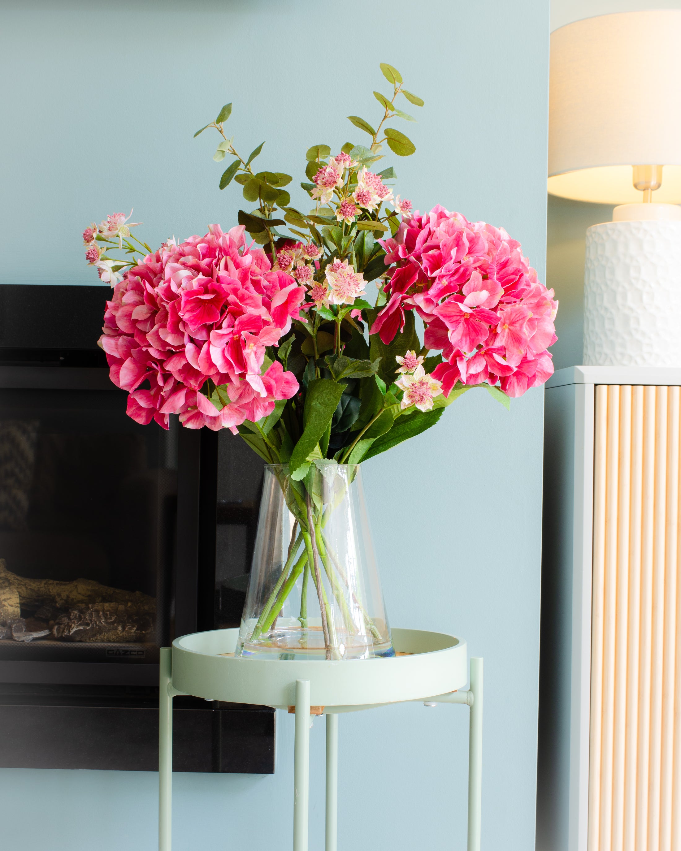 Pink Hydrangea & Meadow Flowers in Vase