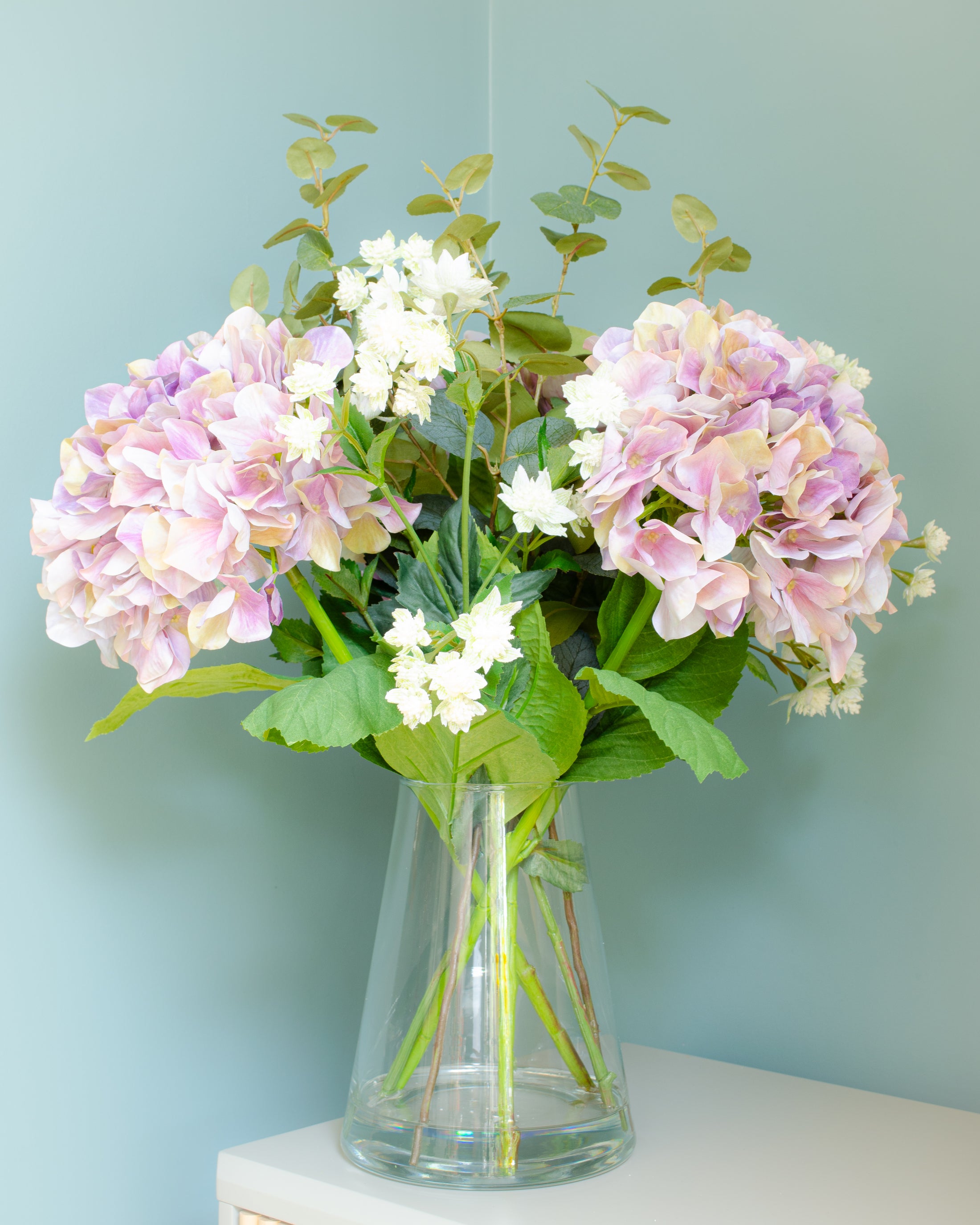 Lilac Hydrangea & Meadow Flowers in Vase