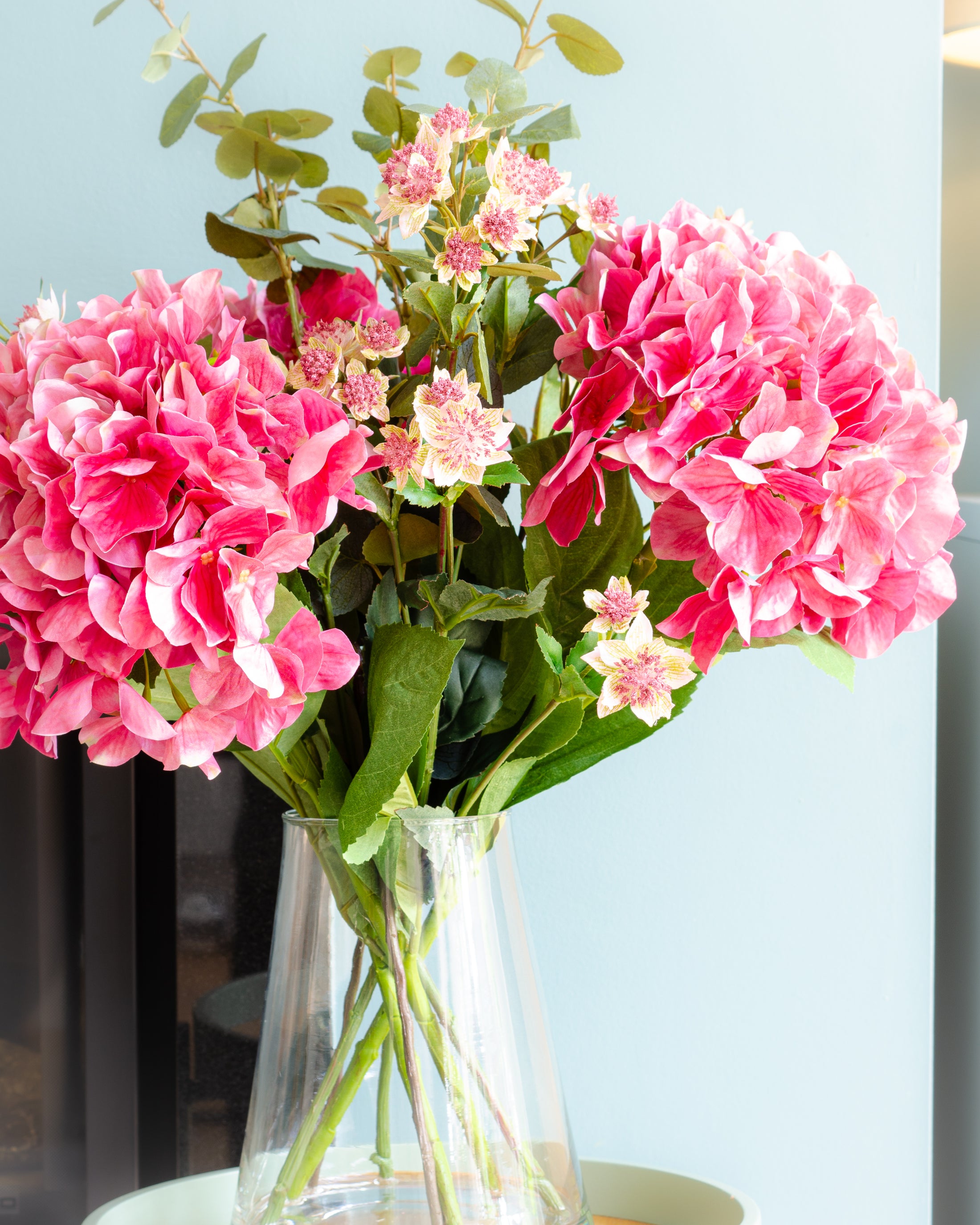 Pink Hydrangea & Meadow Flowers in Vase