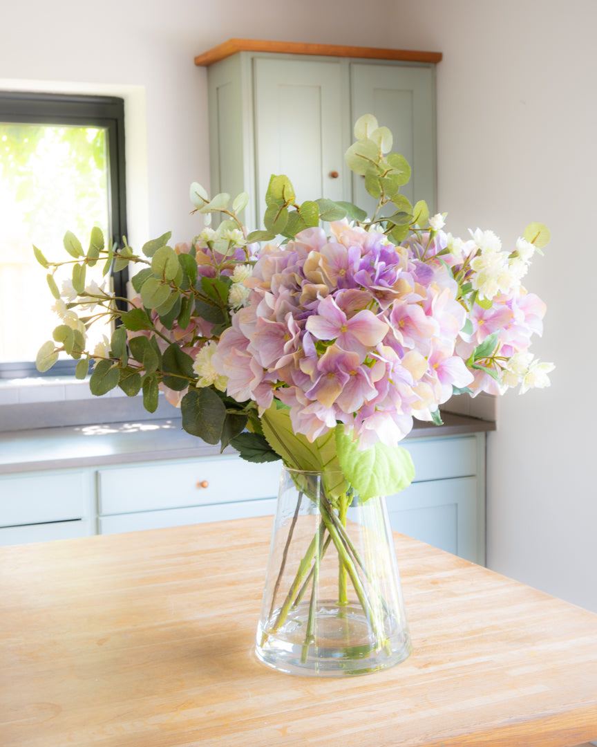 Lilac Hydrangea & Meadow Flowers in Vase