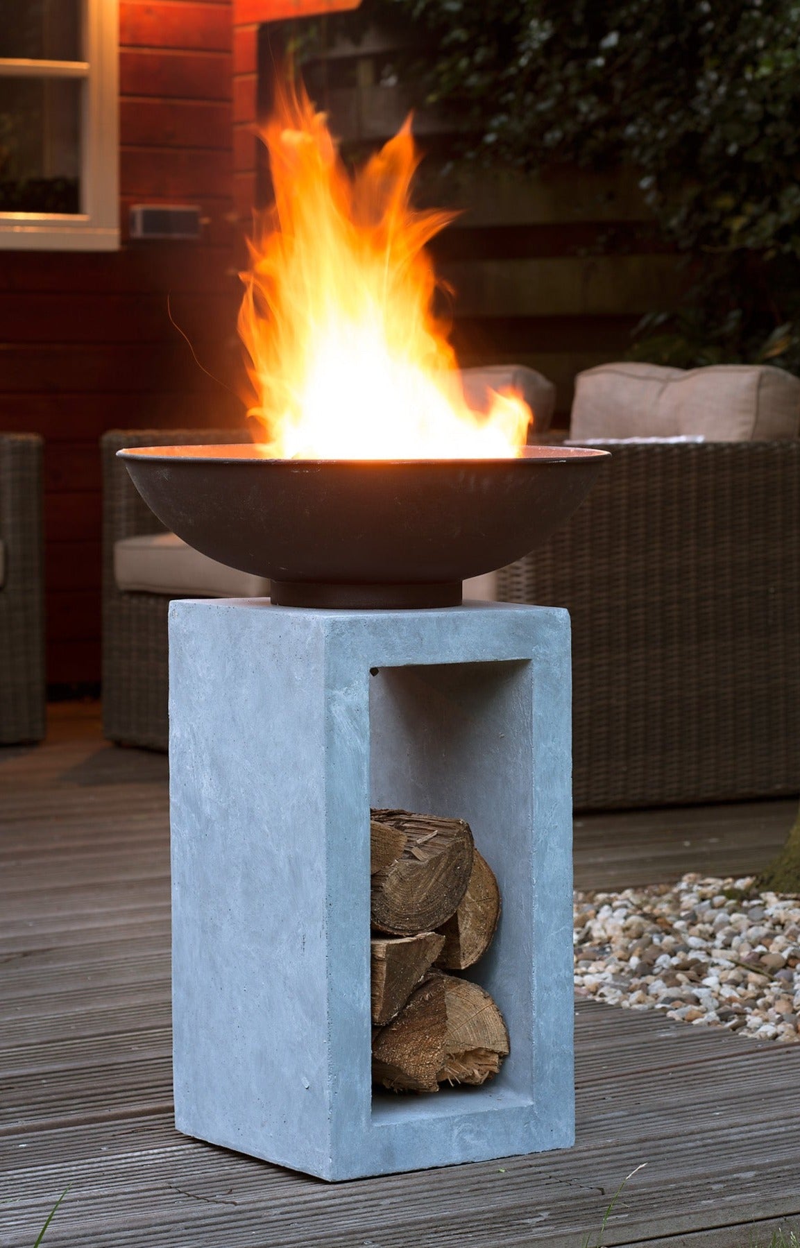 Fire Bowl & Square Console Table