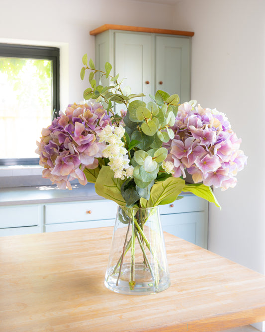 Lilac Hydrangea & Meadow Flowers in Vase