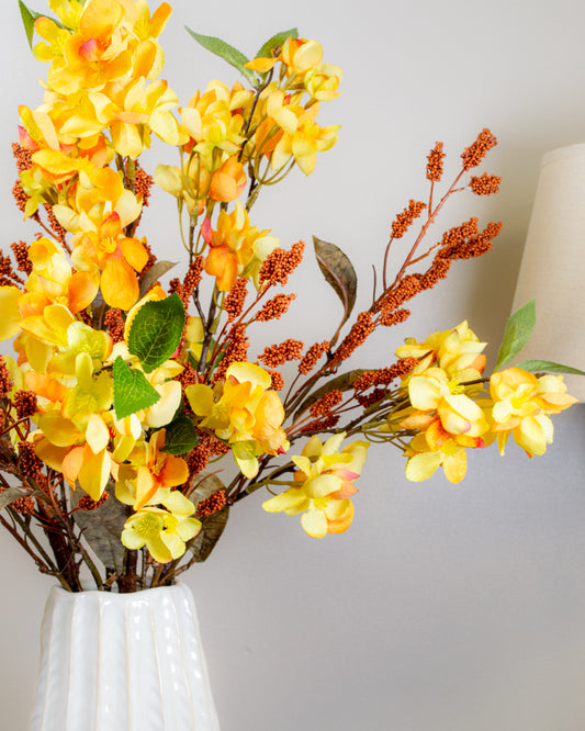 Golden Yellow Autumn Blossom Branch