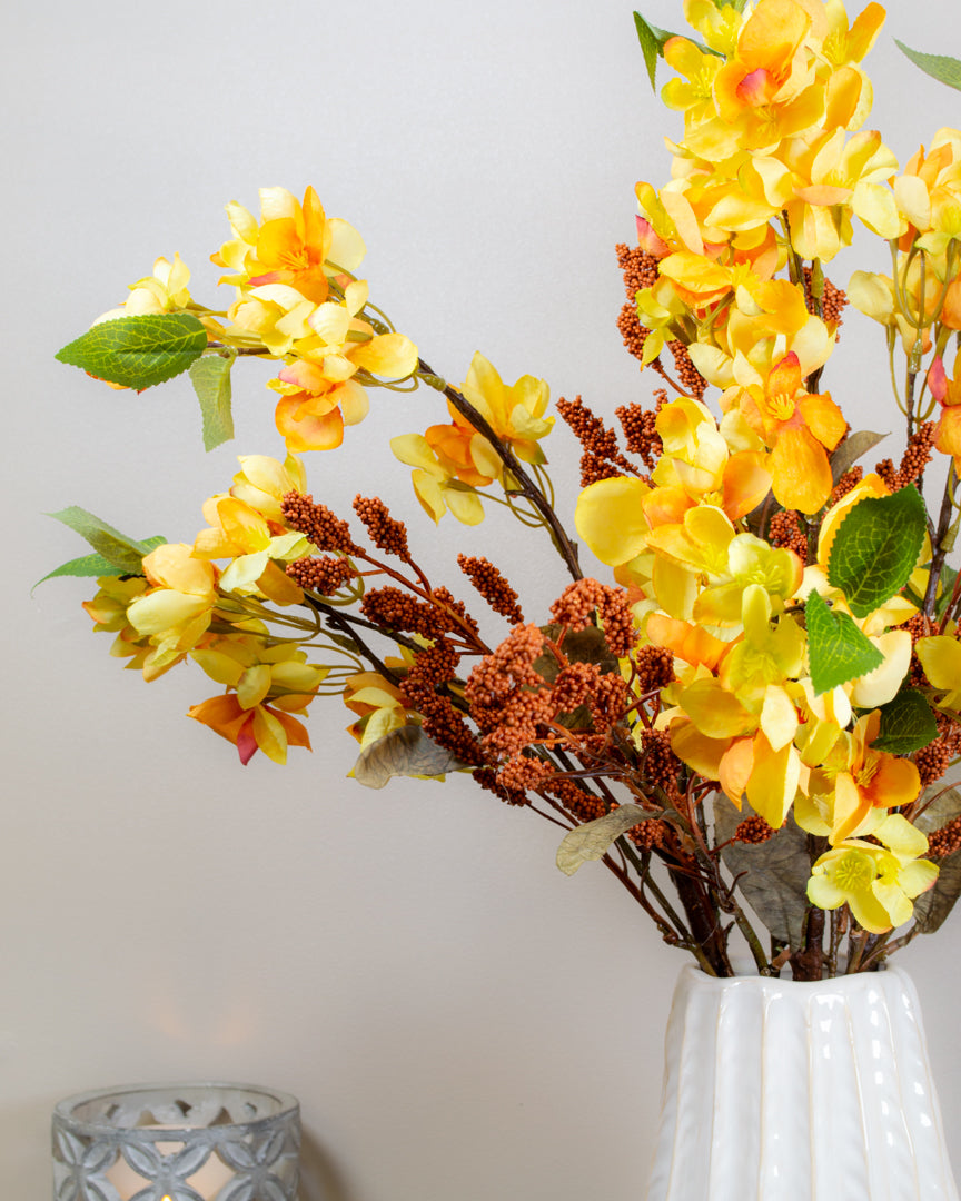 Golden Yellow Autumn Blossom Branch