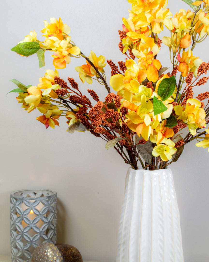 Golden Yellow Autumn Blossom Branch