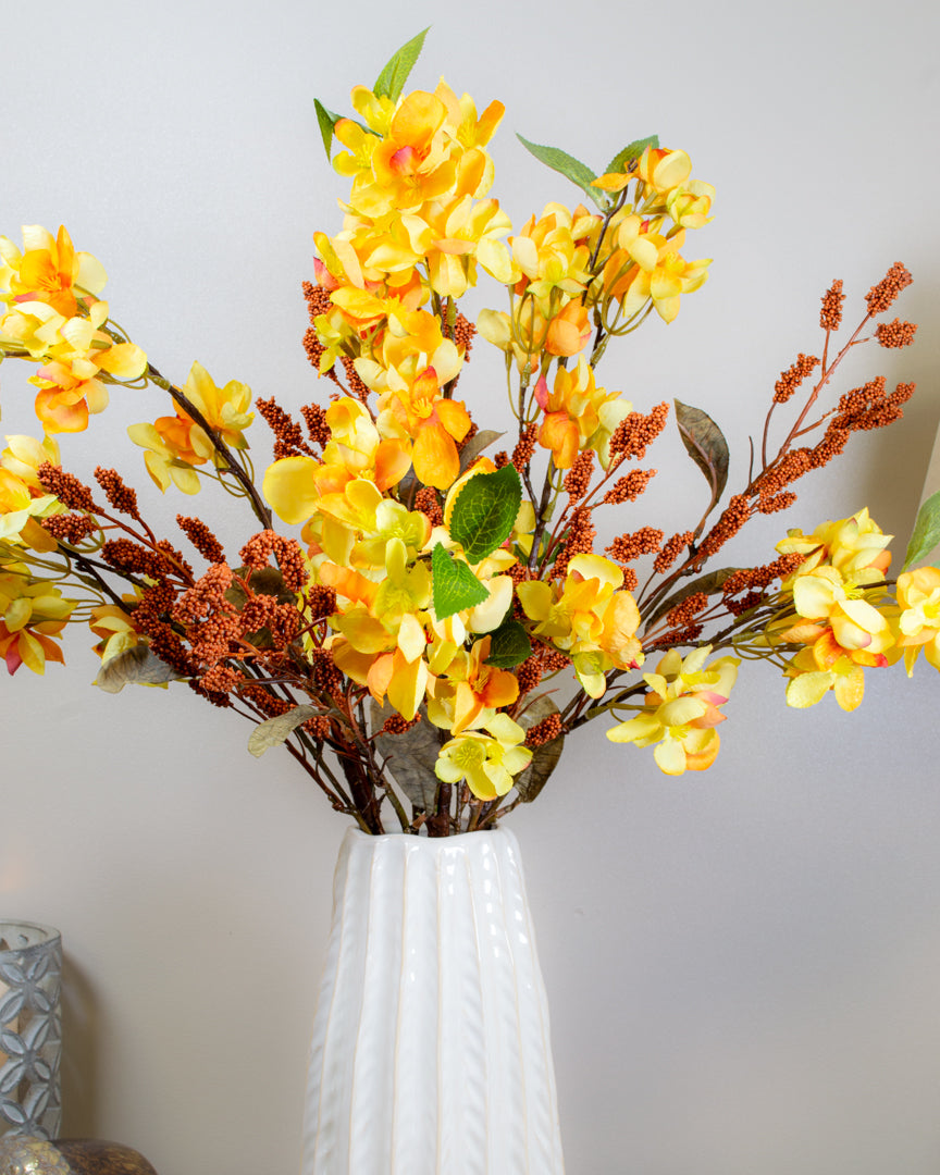 Golden Yellow Autumn Blossom Branch