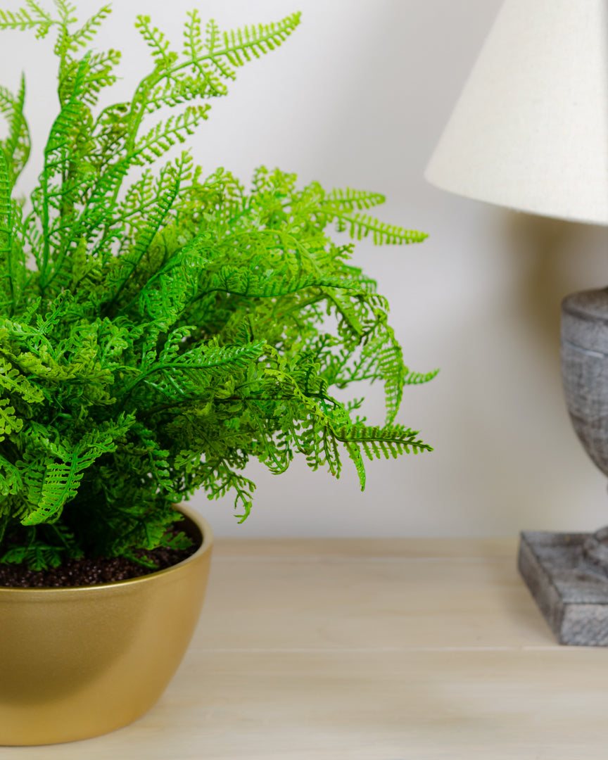 Artificial Forest Fern in Gold Pot