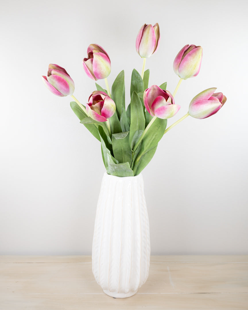 Pink & Green Tulip Bunch (set of 7)