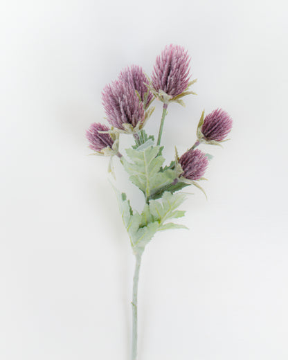Purple Flocked Thistle Spray