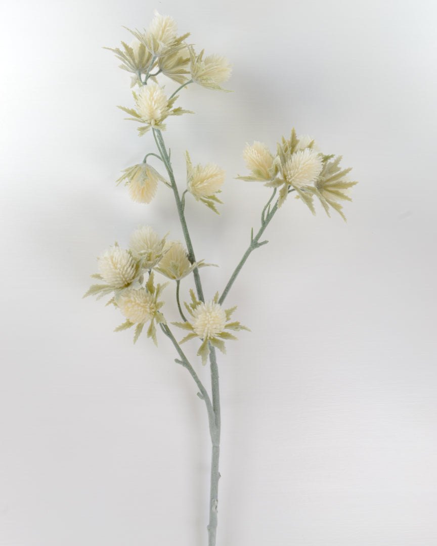 Large White Flocked Thistle Spray