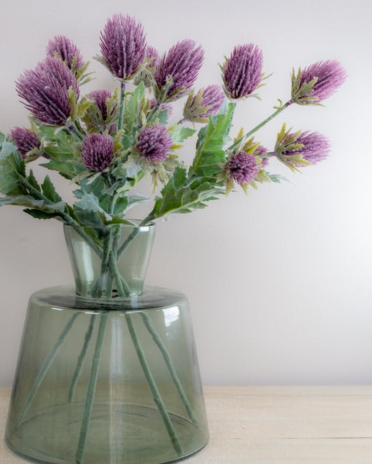Purple Flocked Thistle Spray