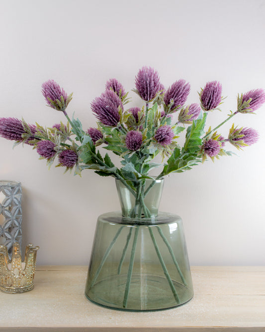 Purple Flocked Thistle Spray