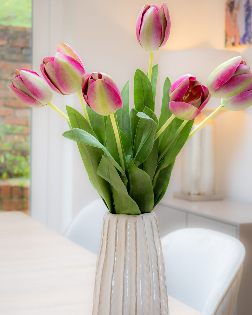 Pink & Green Tulip Bunch (set of 7)