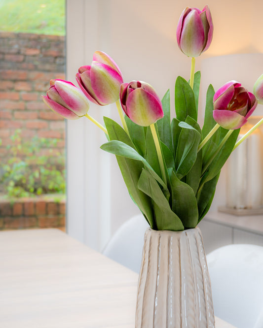 Pink & Green Tulip Bunch (set of 7)