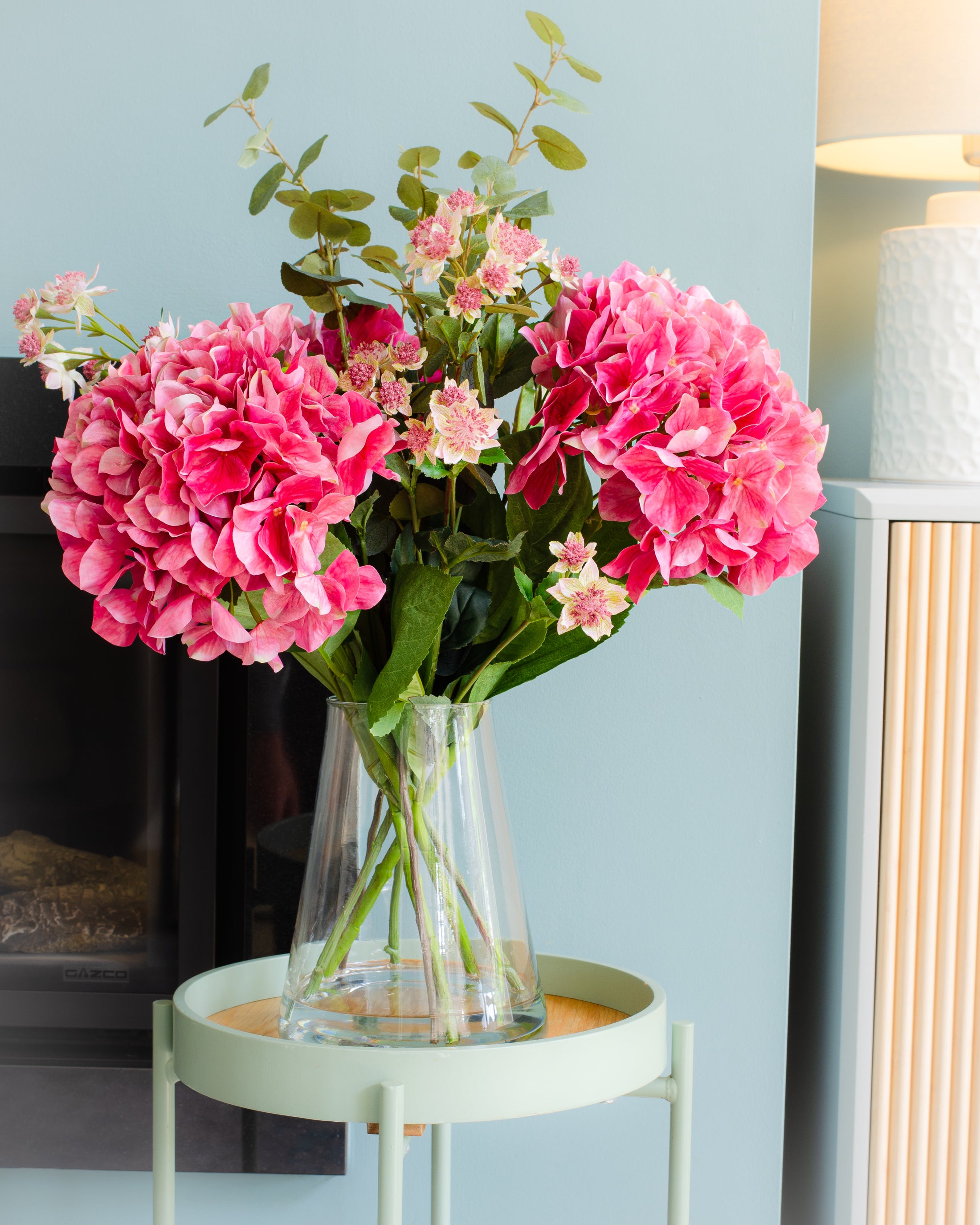 Pink Hydrangea & Meadow Flowers in Vase