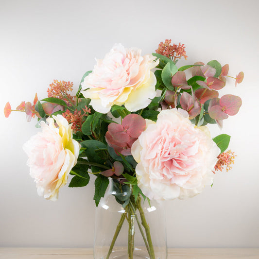 Peonies & Eucalyptus in Vase