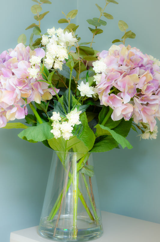 Lilac Hydrangea & Meadow Flowers in Vase