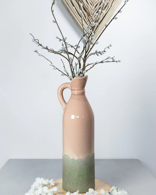 Tall Blush Stone Jug