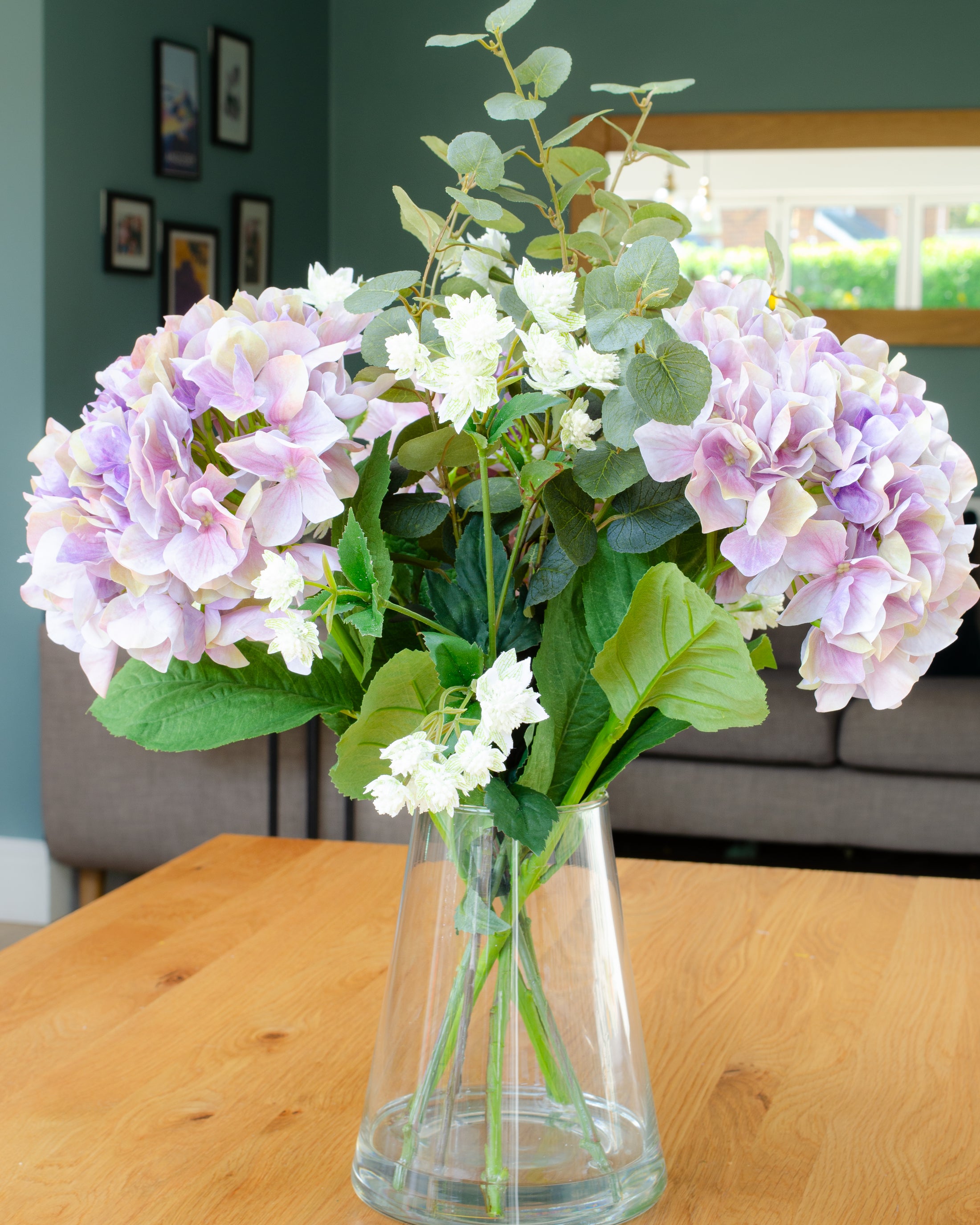 Lilac Hydrangea & Meadow Flowers in Vase