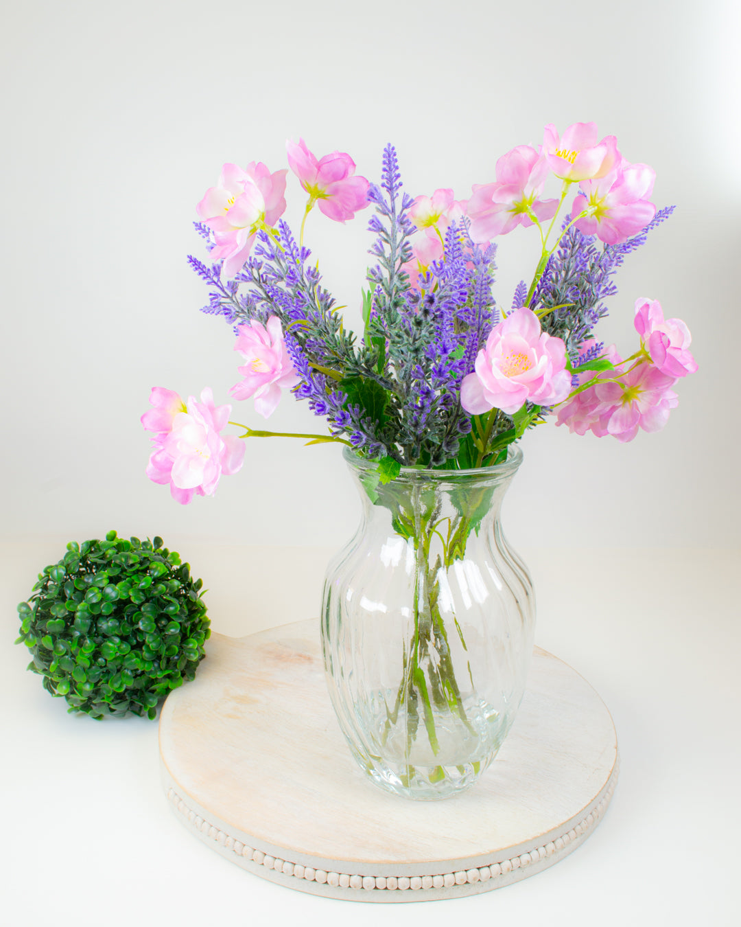 Dahlia & Lavender in Glass Vase