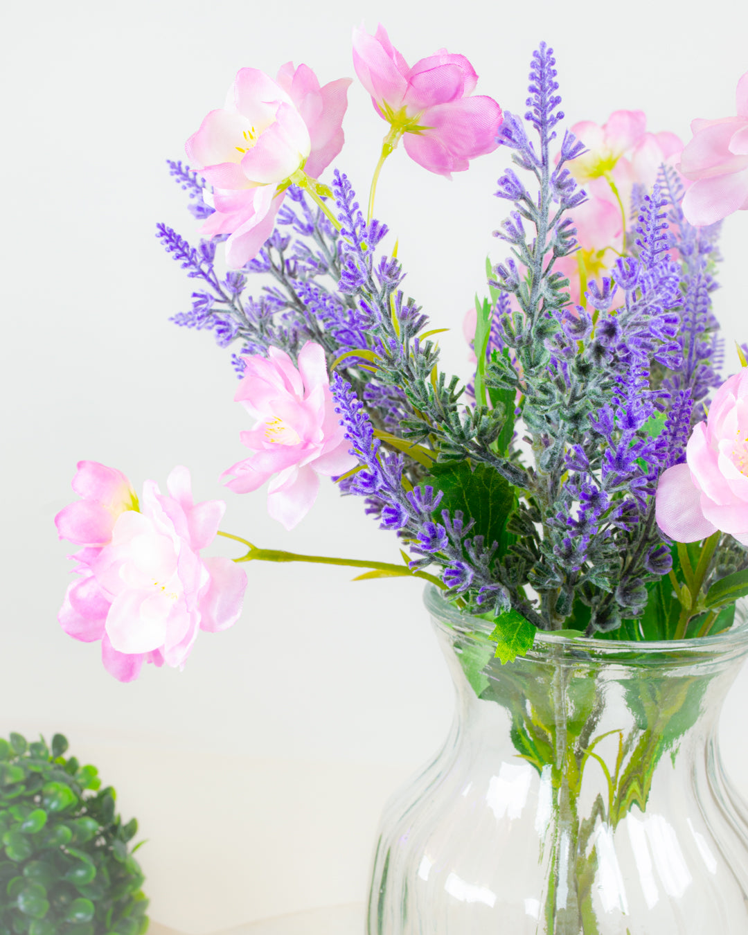 Dahlia & Lavender in Glass Vase