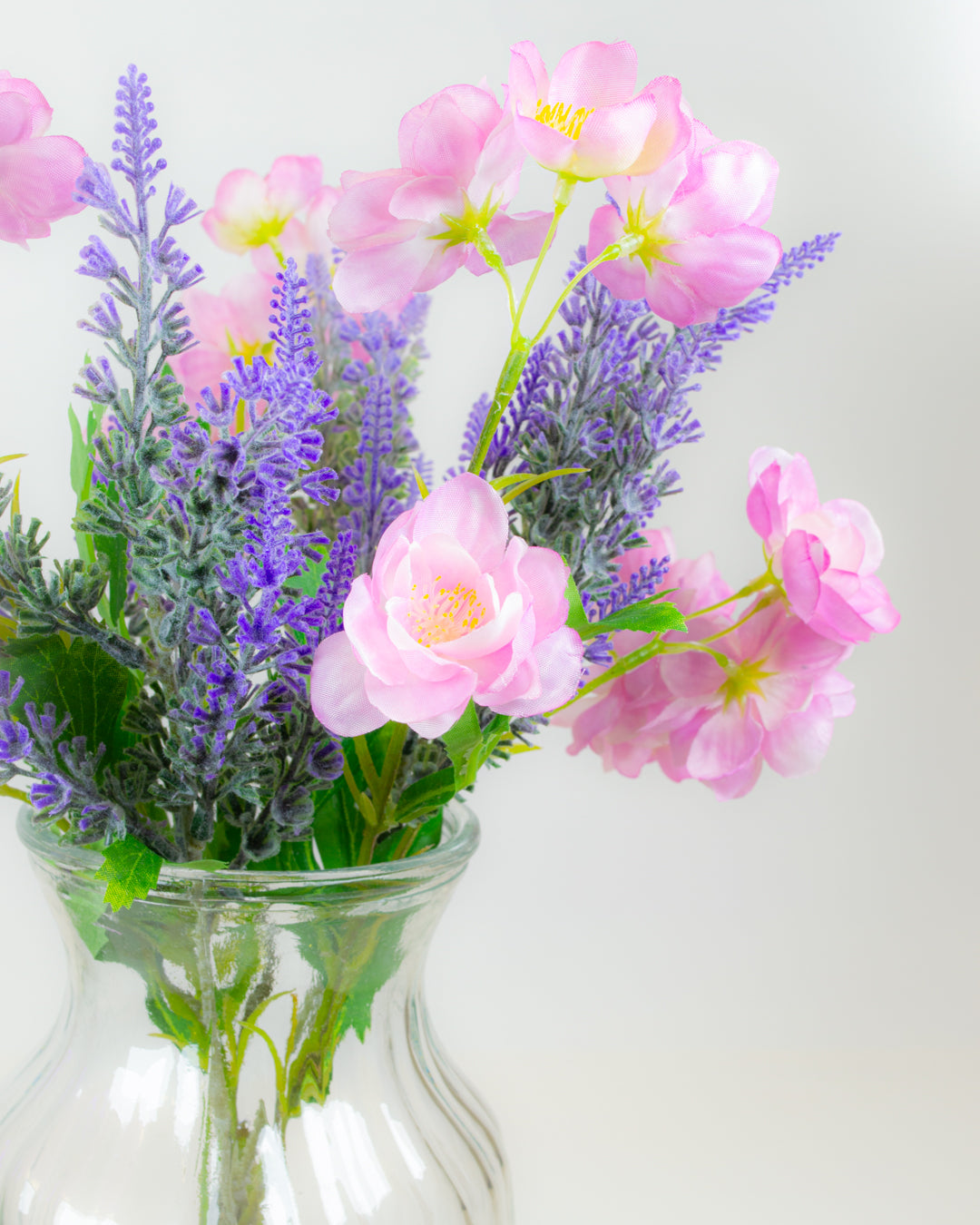 Dahlia & Lavender in Glass Vase