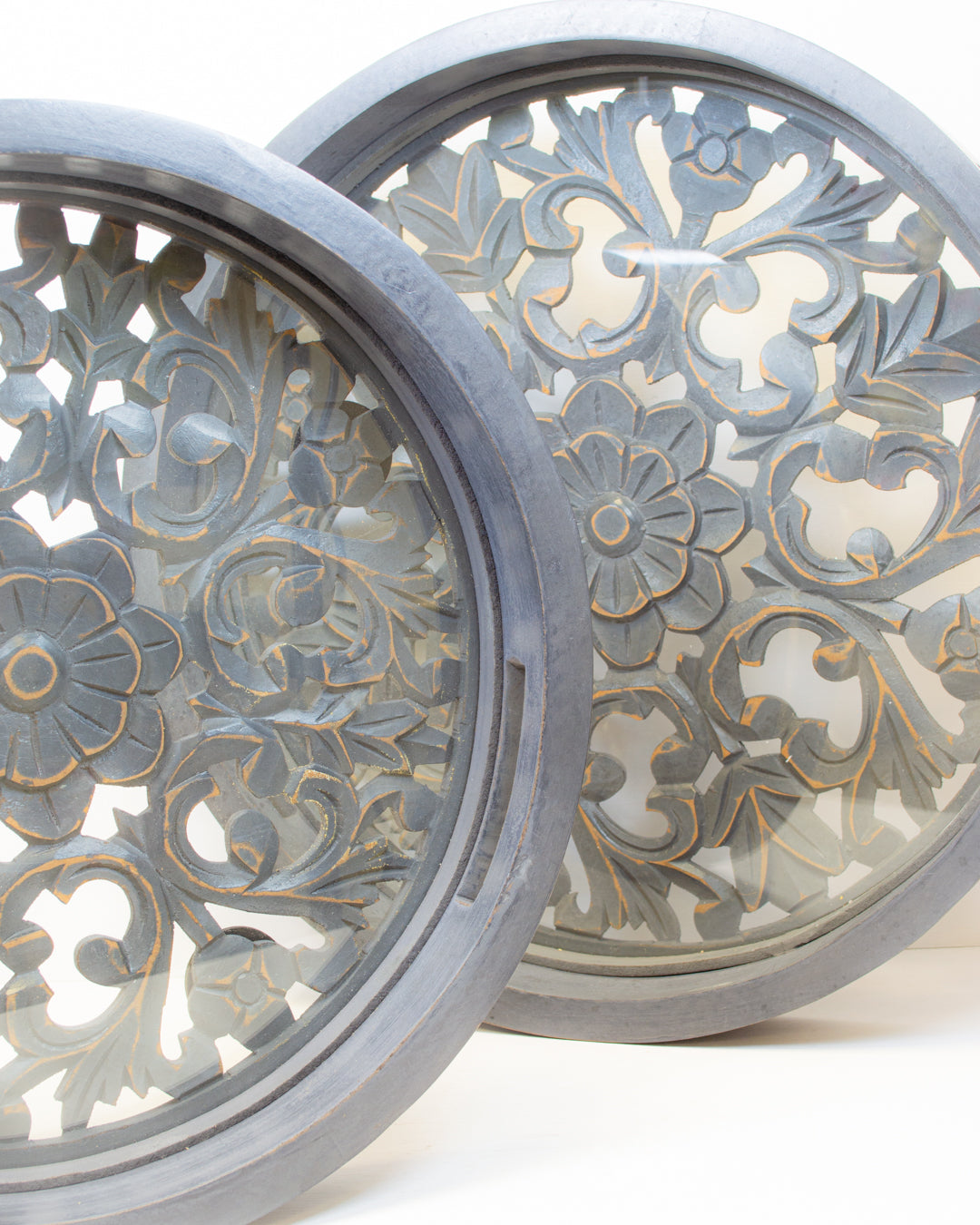 Ornate Grey Wooden Trays (2 sizes)