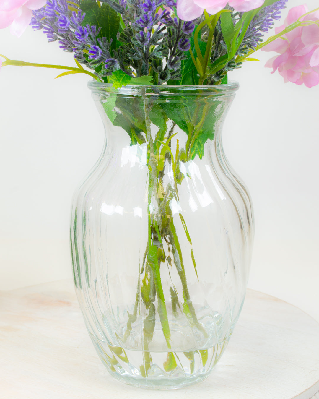 Dahlia & Lavender in Glass Vase