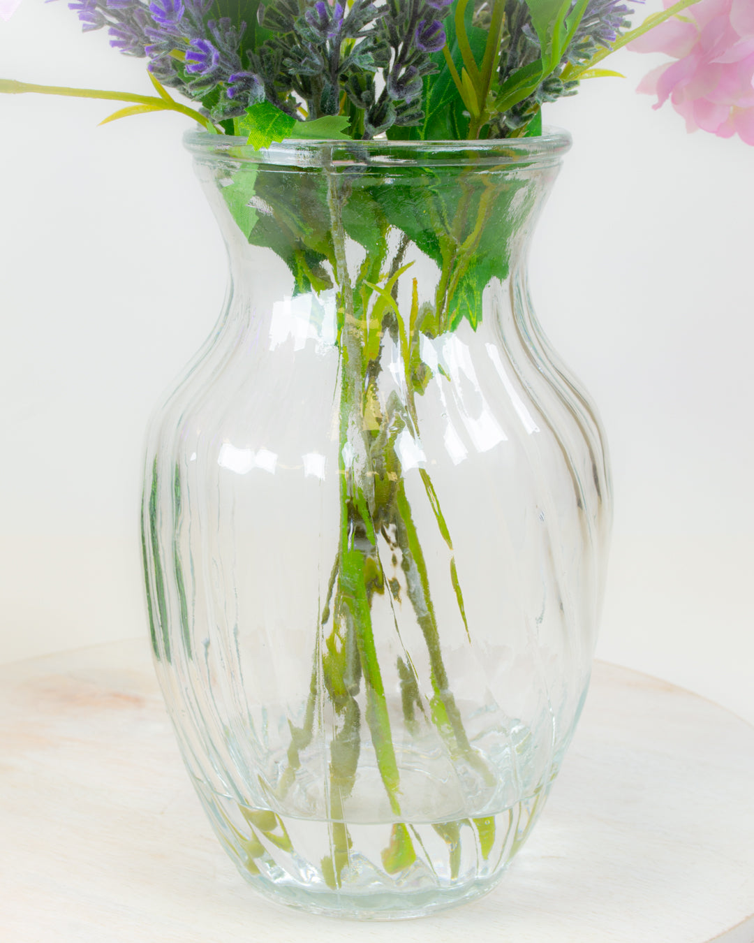 Dahlia & Lavender in Glass Vase