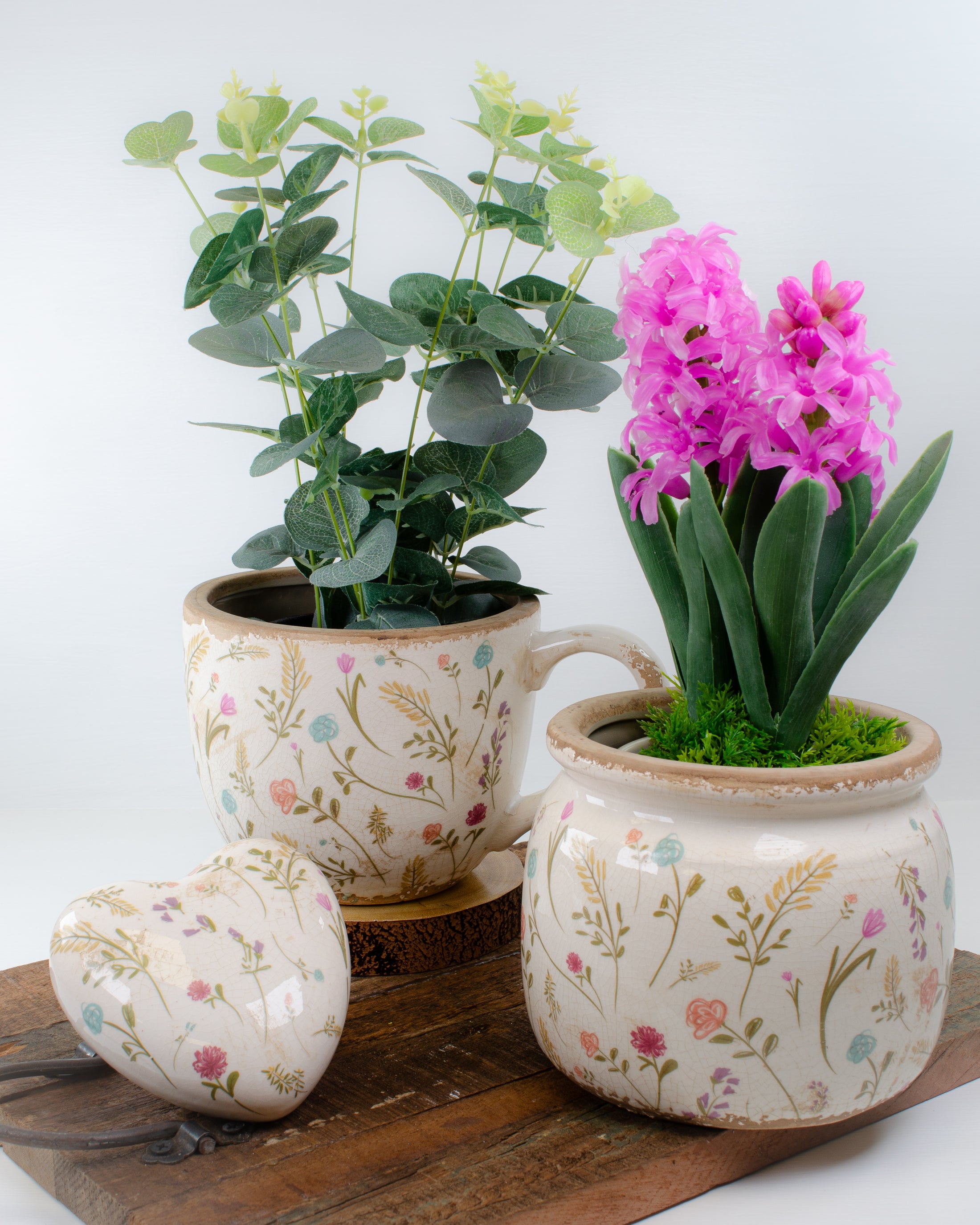 Pastel Floral Mug Rustic Planter