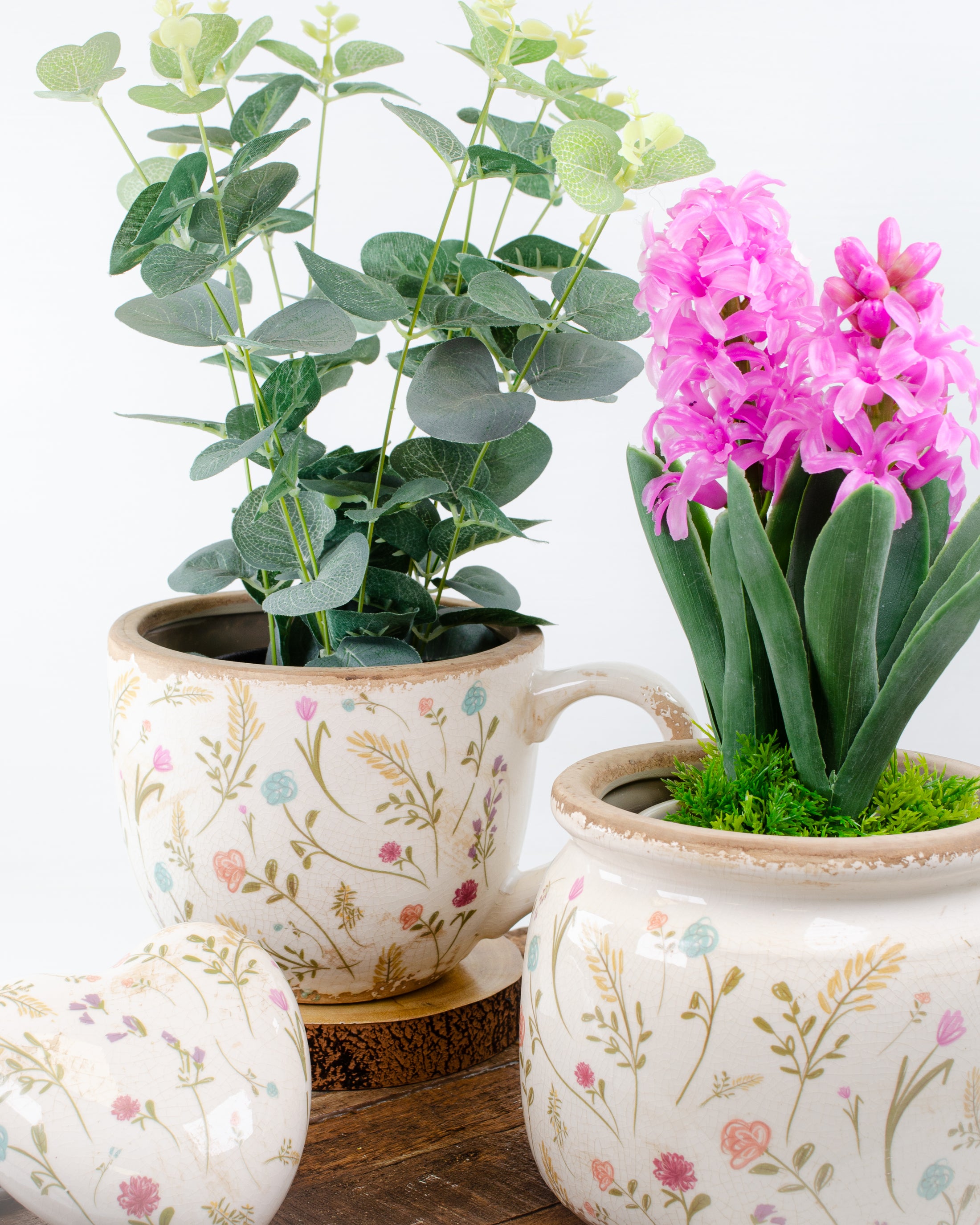 Pastel Floral Mug Rustic Planter